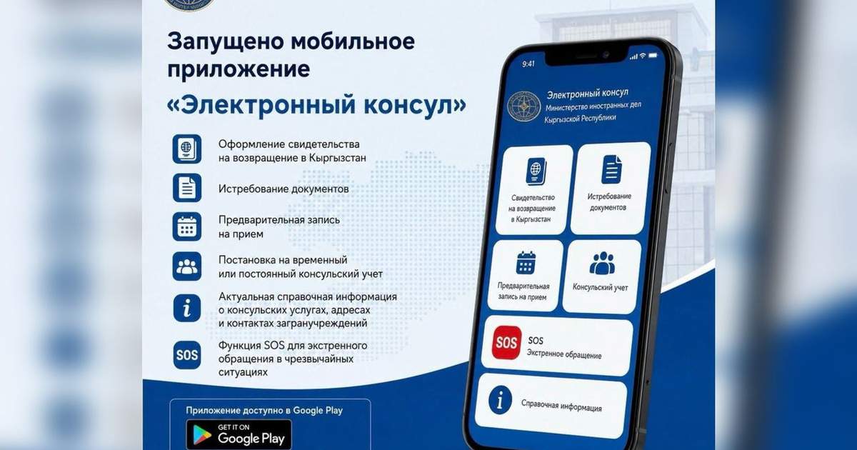 Кыргызстанцы за рубежом смогут получать консульские услуги через приложение